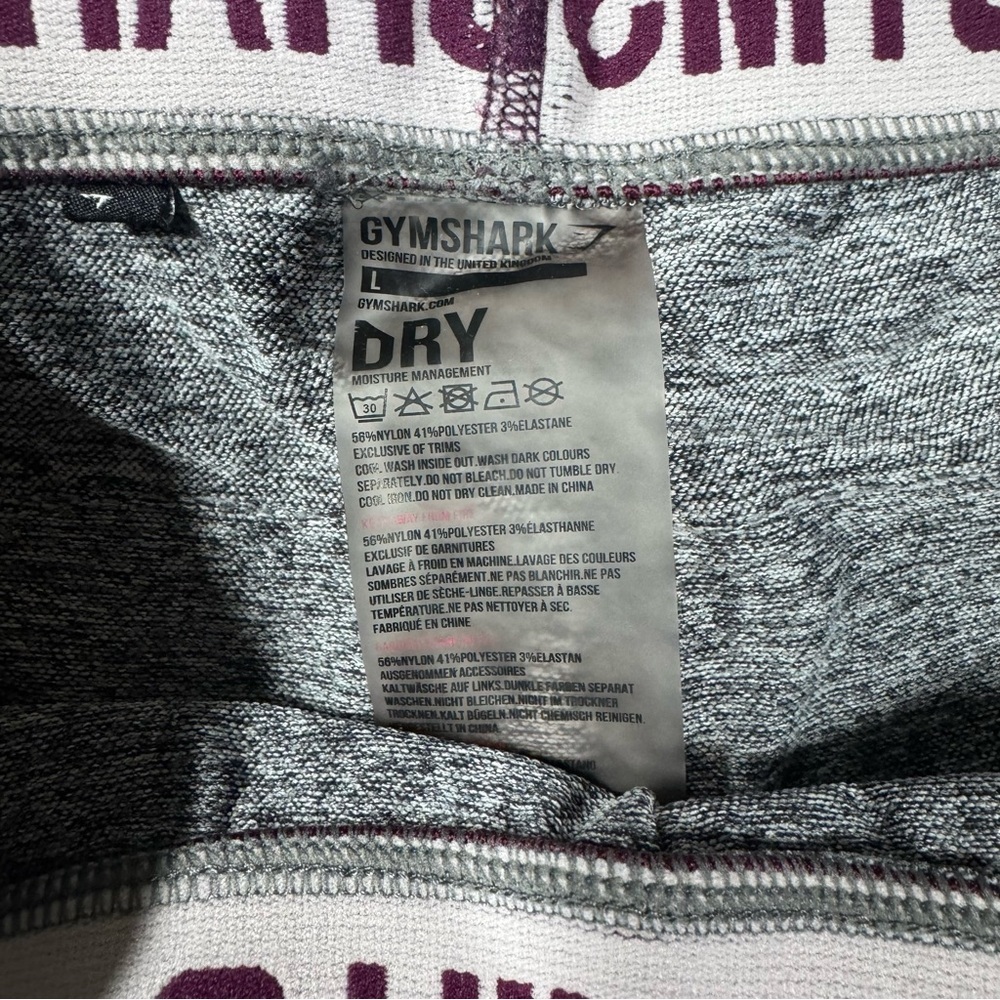 Gymshark Heather Gray Leggings with Purple Waistband - Picture 3 of 6